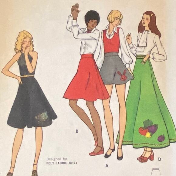 Vtg Butterick 6821 Skirt Pattern 25 Junior 60s Variation Flare Teen Long Short - Picture 1 of 6